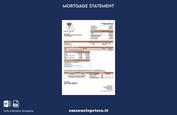 stile verificato Estratto conto ipotecario della Iran Parsian Bank Modello Word 
